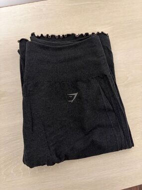 Gymshark Black Seamless High-Waist Flared Leggings with Lettuce Hem